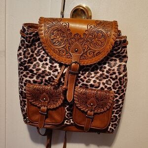 Montana West Brown and Leopard Backpack